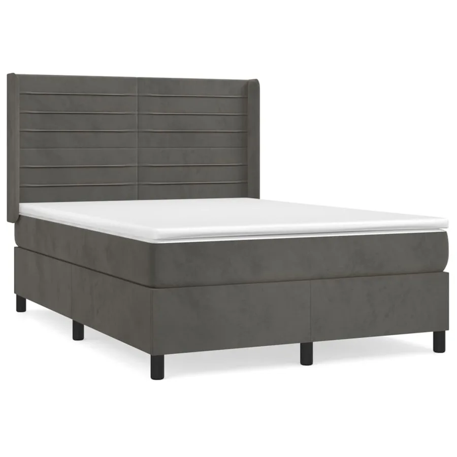 Sommier à lattes de lit et matelas Gris foncé 140x200cm Velours - 2