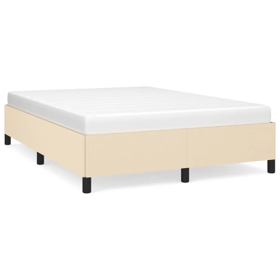 Cadre de lit sans matelas crème 140x190 cm tissu - 2
