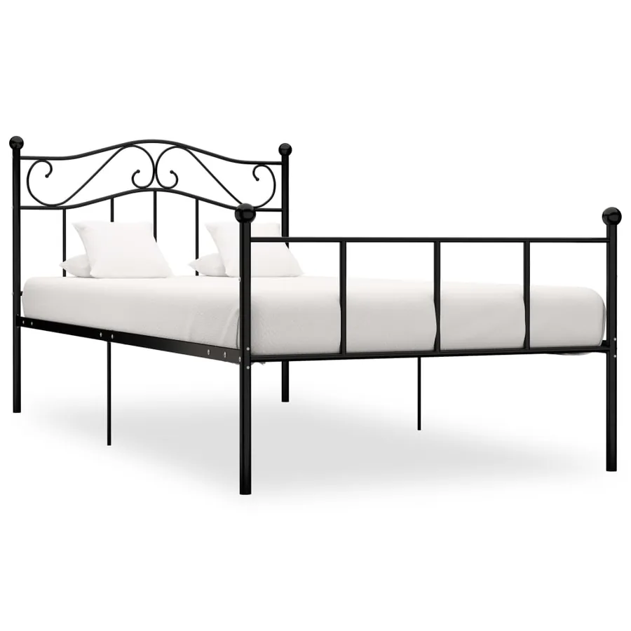 Cadre de lit sans matelas noir métal 100x200 cm