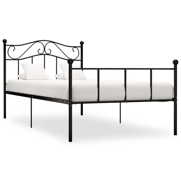 Cadre de lit sans matelas noir métal 100x200 cm