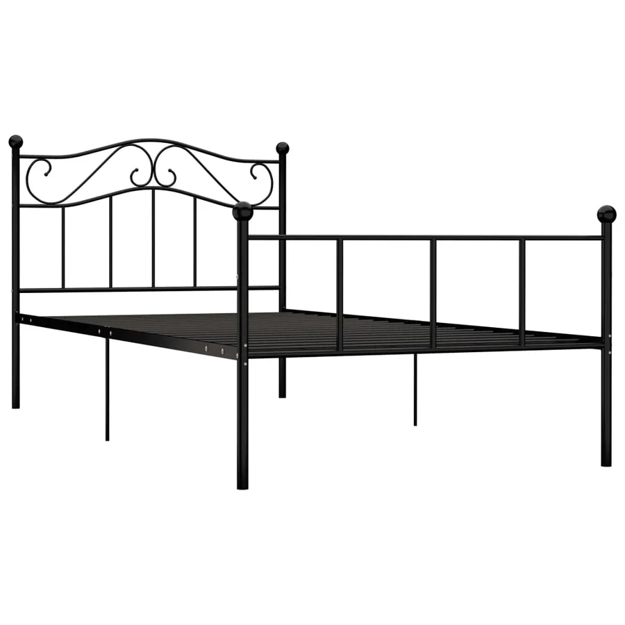 Cadre de lit sans matelas noir métal 100x200 cm - 2