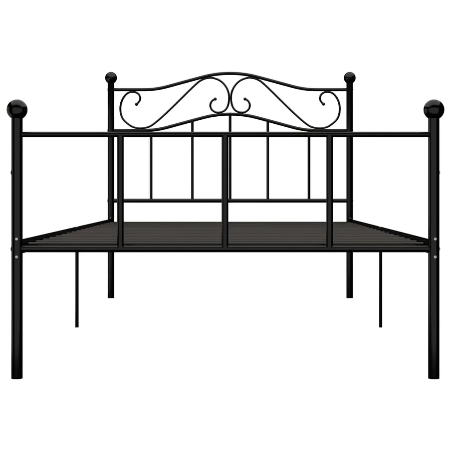 Cadre de lit sans matelas noir métal 100x200 cm - 3