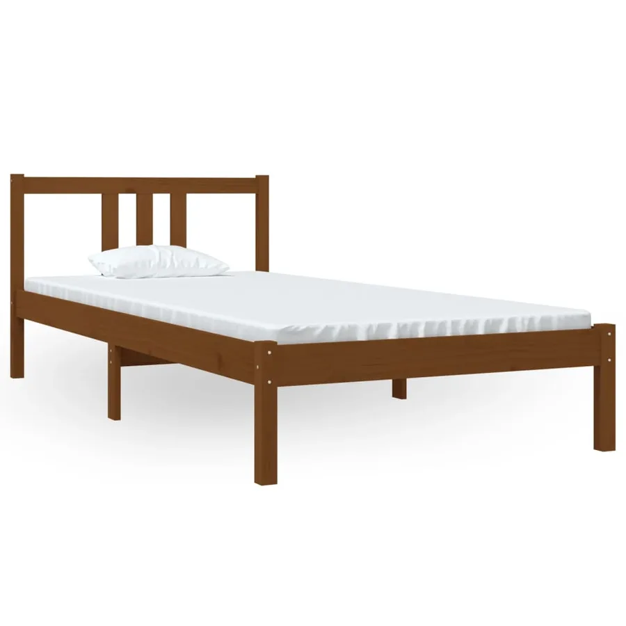 Cadre de lit sans matelas marron miel bois massif 90x200 cm - 2