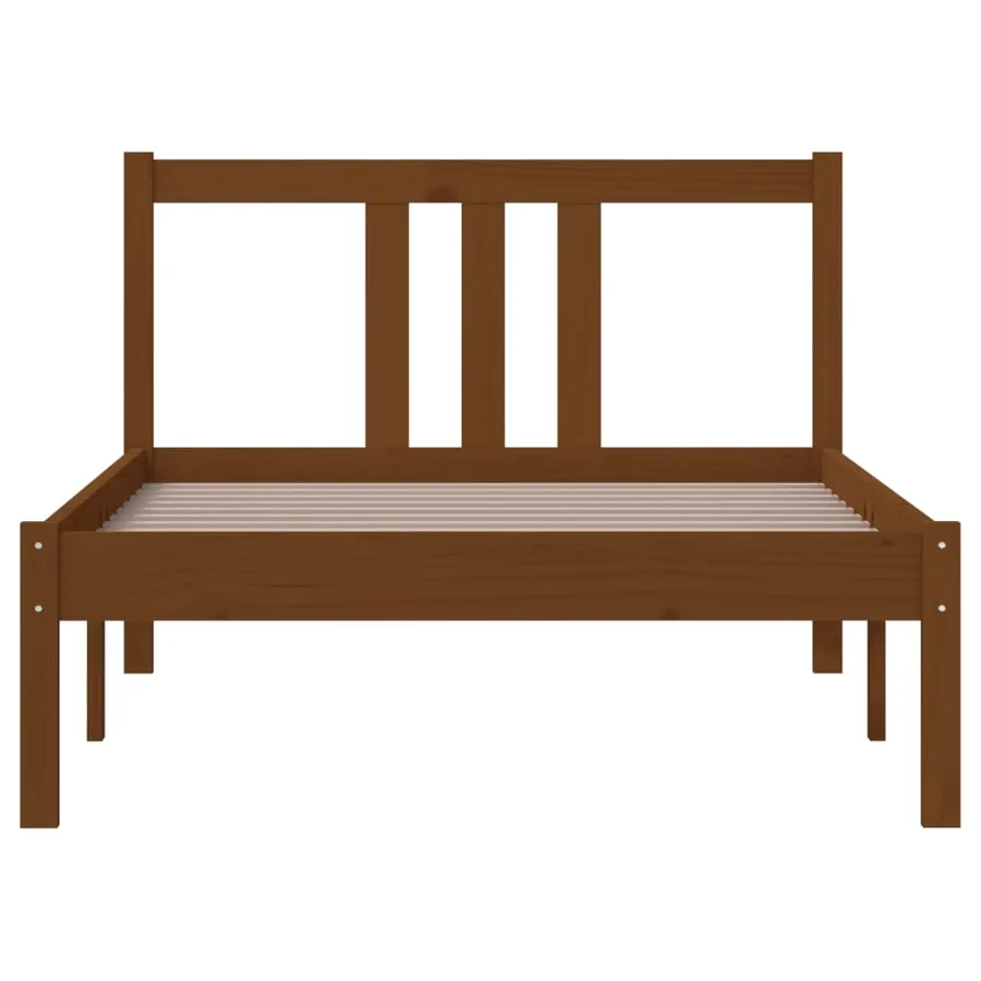 Cadre de lit sans matelas marron miel bois massif 90x200 cm - 4