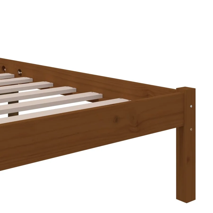 Cadre de lit sans matelas marron miel bois massif 90x200 cm - 6