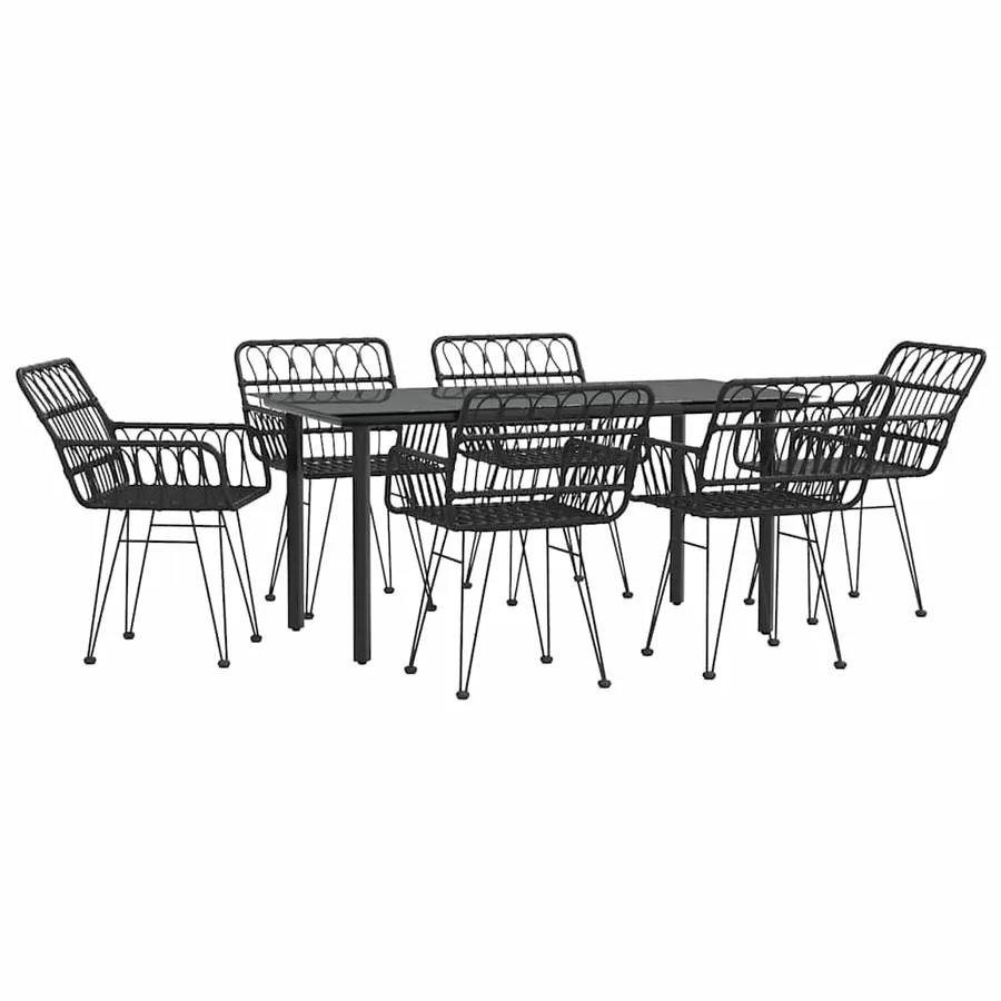 Ensemble à manger de jardin 7 pcs Noir Résine tressée - 3