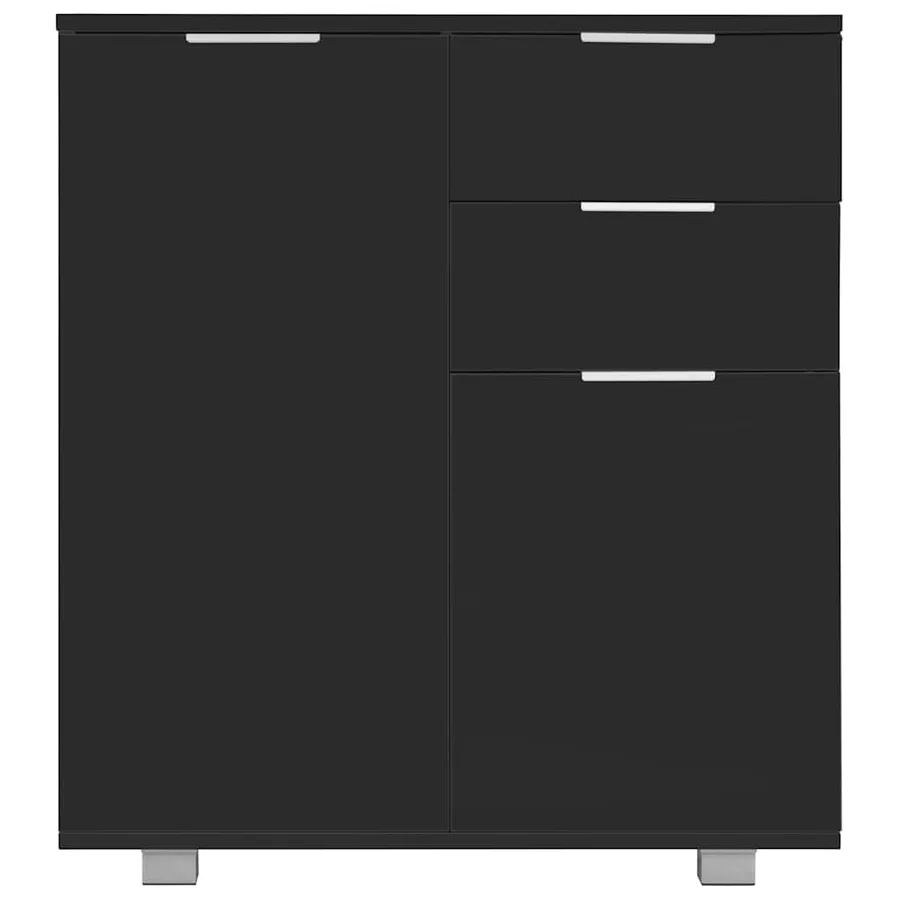 Buffet Noir brillant 71x35x80 cm Bois d'ingénierie - 3