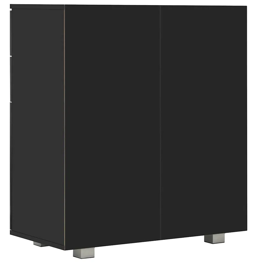 Buffet Noir brillant 71x35x80 cm Bois d'ingénierie - 5