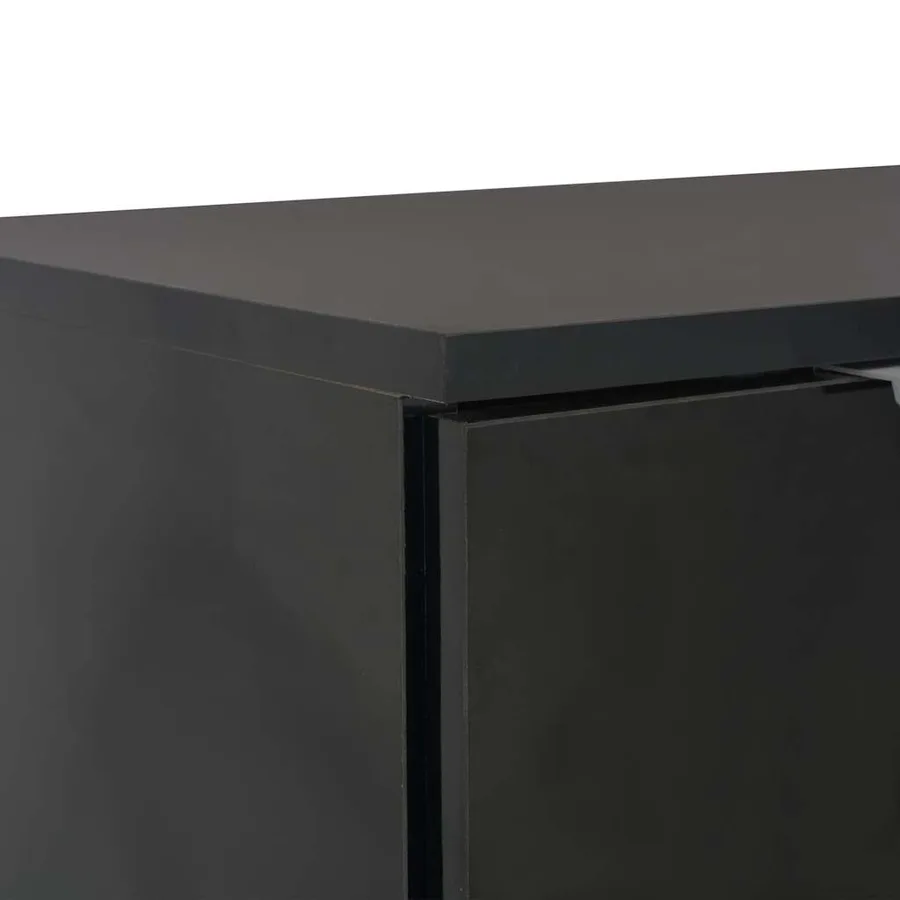 Buffet Noir brillant 71x35x80 cm Bois d'ingénierie - 6