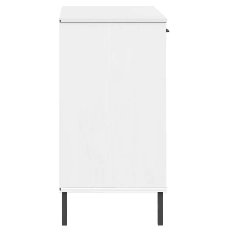Buffet avec pieds en métal Blanc 113x40x77 cm Bois massif OSLO - 6