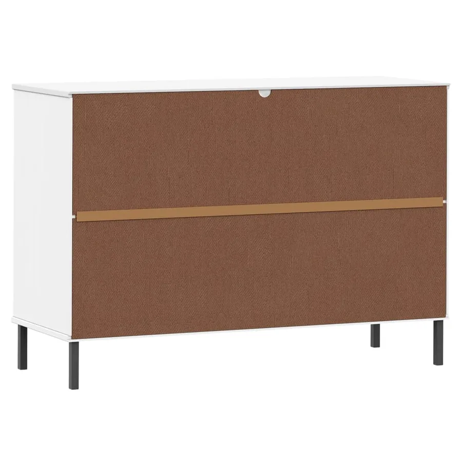Buffet avec pieds en métal Blanc 113x40x77 cm Bois massif OSLO - 7