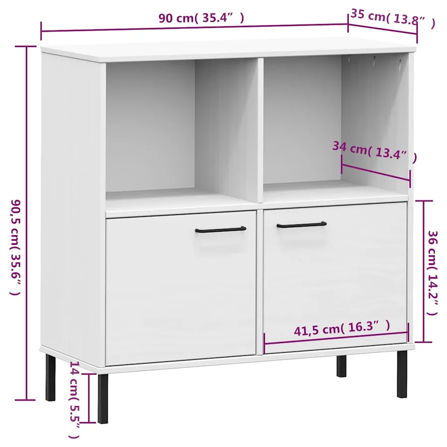 Bibliothèque avec pieds en métal Blanc 90x35x90,5 cm Bois OSLO - 8