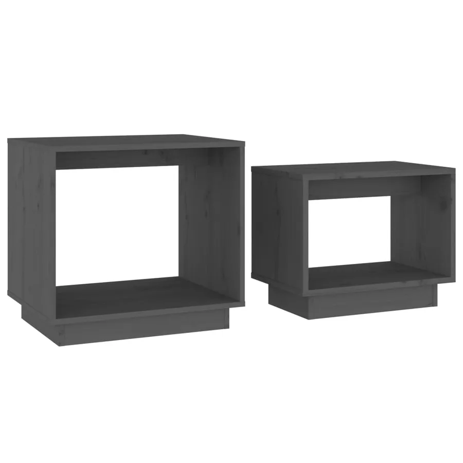 Tables basses gigognes 2 pcs Gris Bois de pin massif - 2
