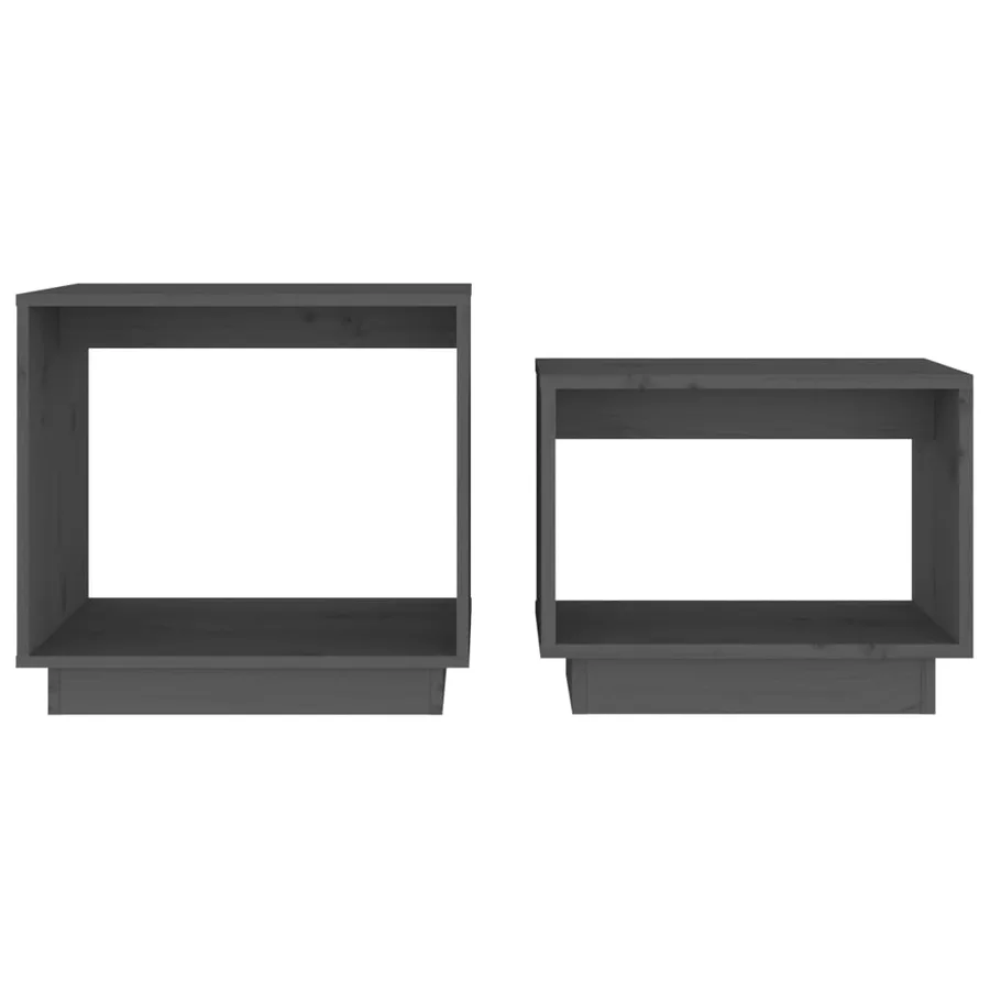Tables basses gigognes 2 pcs Gris Bois de pin massif - 4
