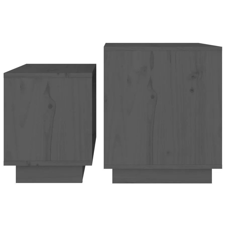 Tables basses gigognes 2 pcs Gris Bois de pin massif - 6