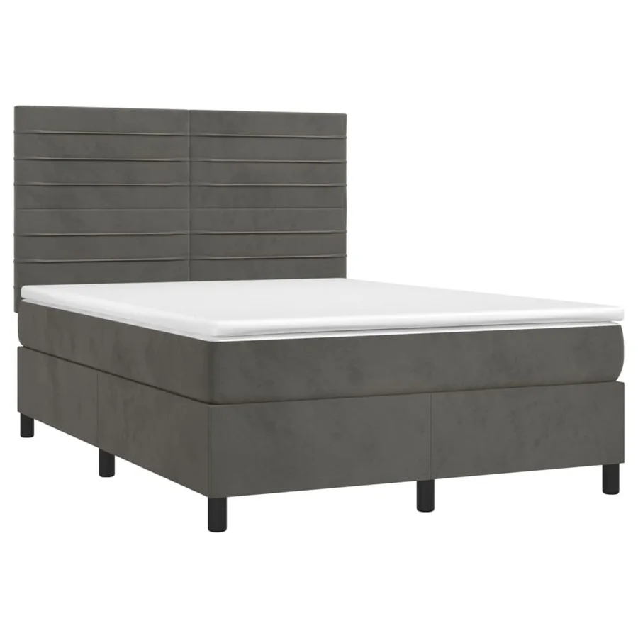Sommier à lattes de lit avec matelas LED Gris foncé 140x200 cm - 3