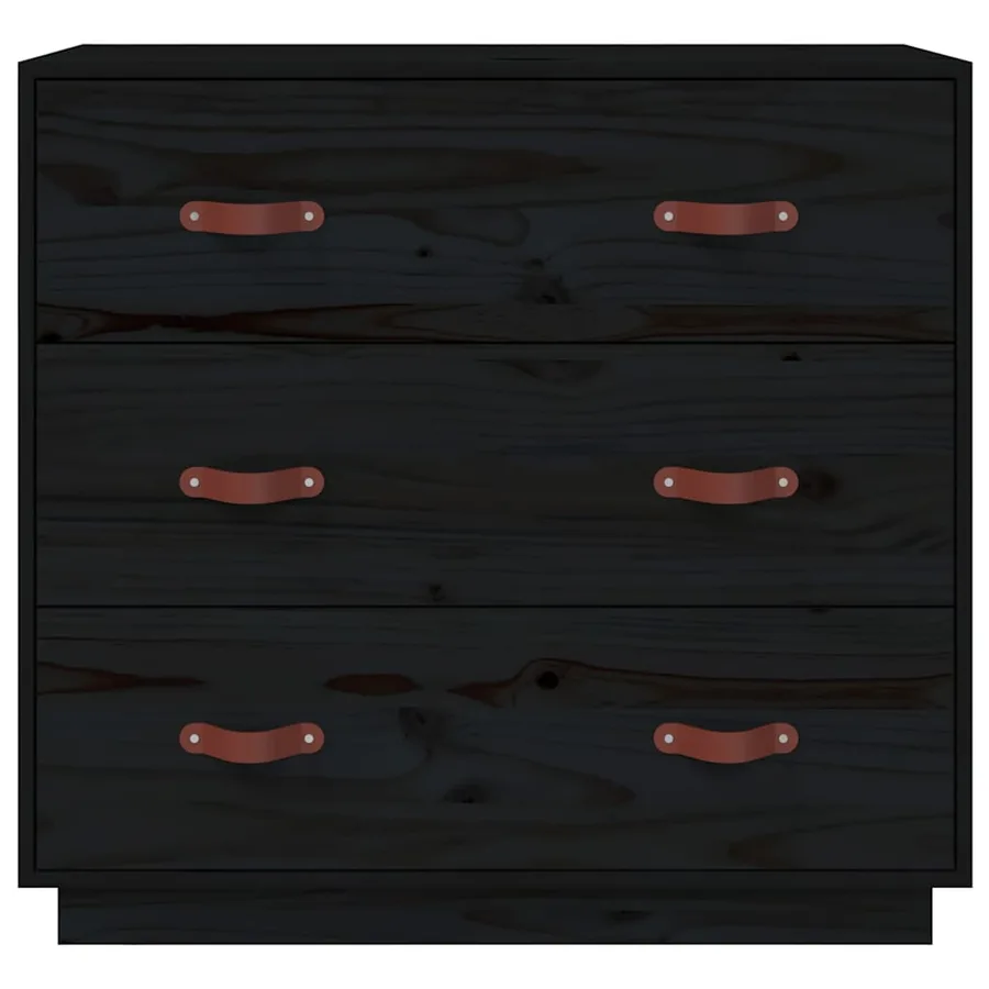 Buffet Noir 80x40x75 cm Bois massif de pin - 3