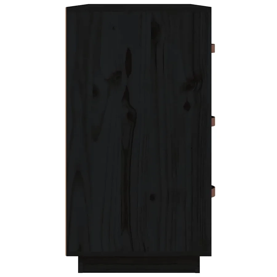 Buffet Noir 80x40x75 cm Bois massif de pin - 5