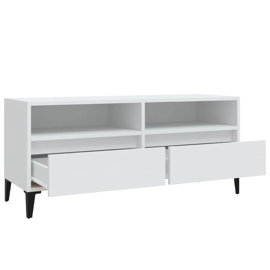 Meuble TV blanc 100x34,5x44,5 cm bois d'ingénierie - 8