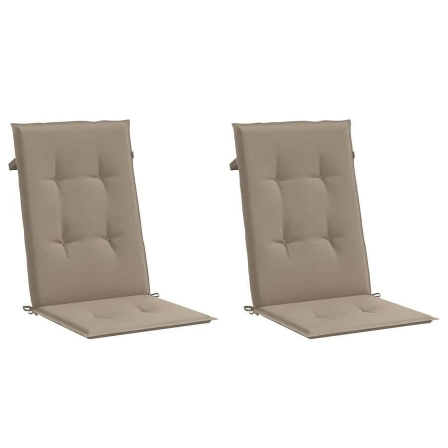 Coussins de chaise de jardin dossier haut lot de 2 taupe tissu - 3
