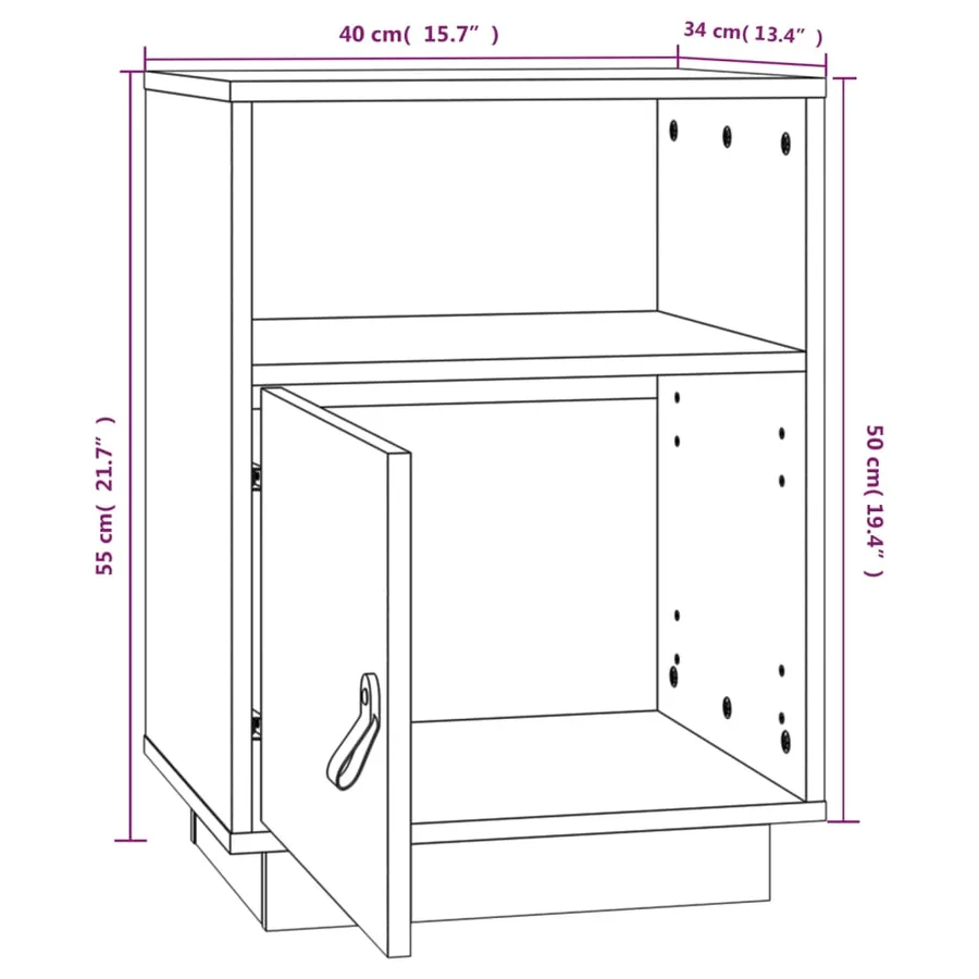 Table de chevet 40x34x55 cm Bois de pin solide - 10
