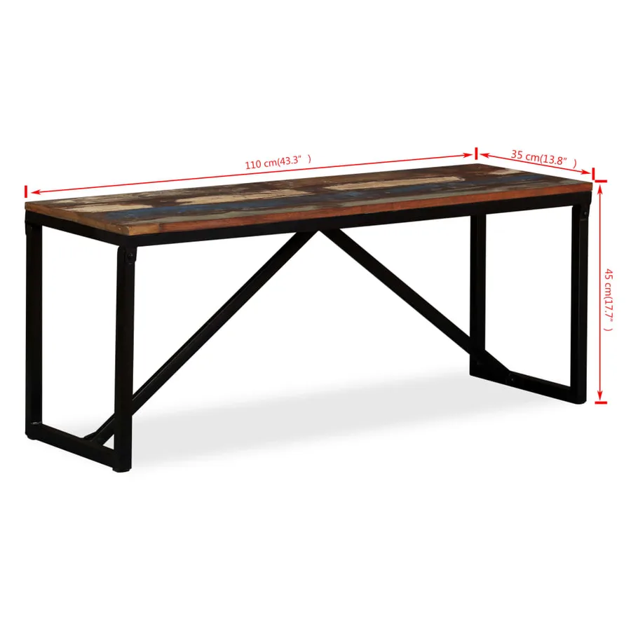 Banc 110 x 35 x 45 cm Bois de récupération massif - 7