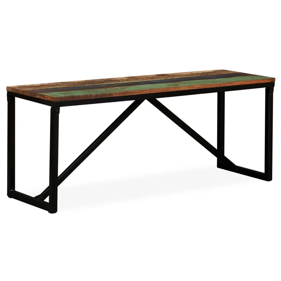 Banc 110 x 35 x 45 cm Bois de récupération massif - 8
