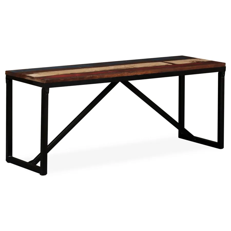 Banc 110 x 35 x 45 cm Bois de récupération massif - 9