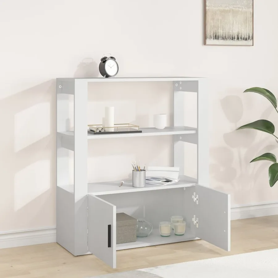 Buffet Blanc 80x30x90 cm Bois d'ingénierie - 3