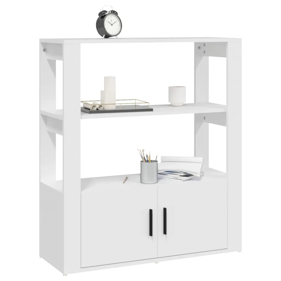 Buffet Blanc 80x30x90 cm Bois d'ingénierie - 4