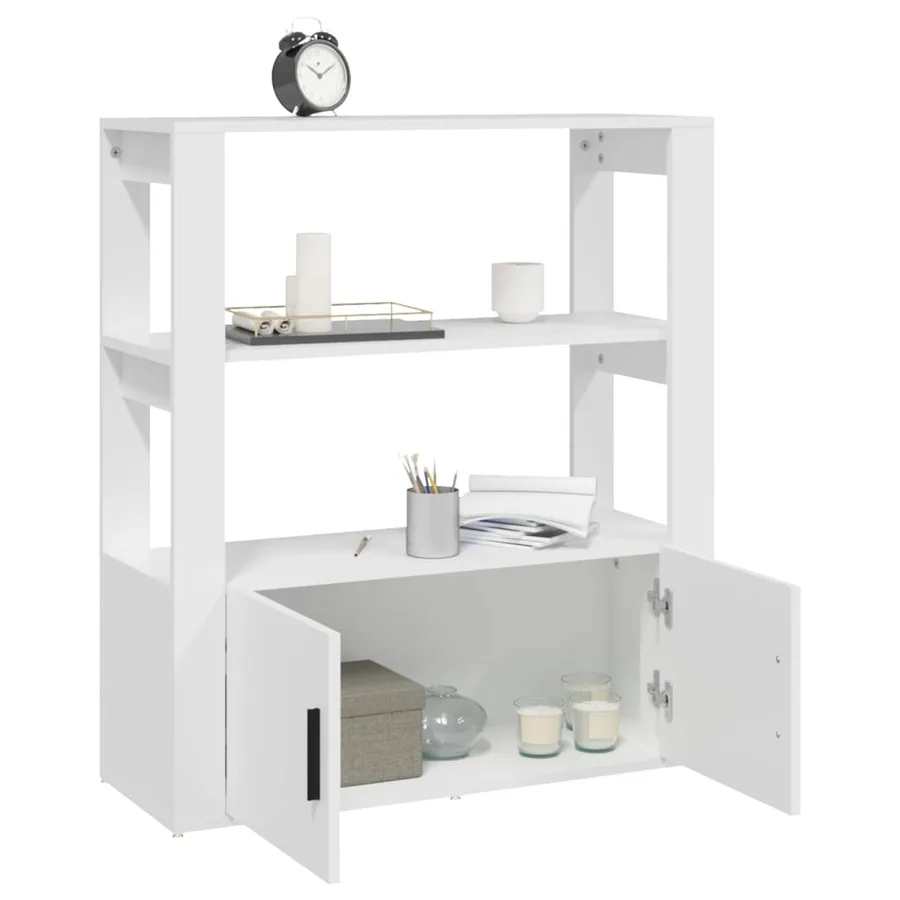 Buffet Blanc 80x30x90 cm Bois d'ingénierie - 5