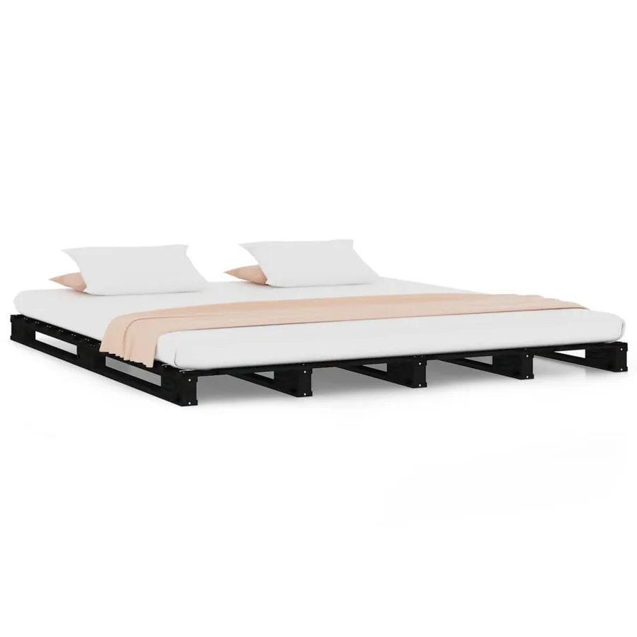 Lit de palette sans matelas noir bois massif - 2