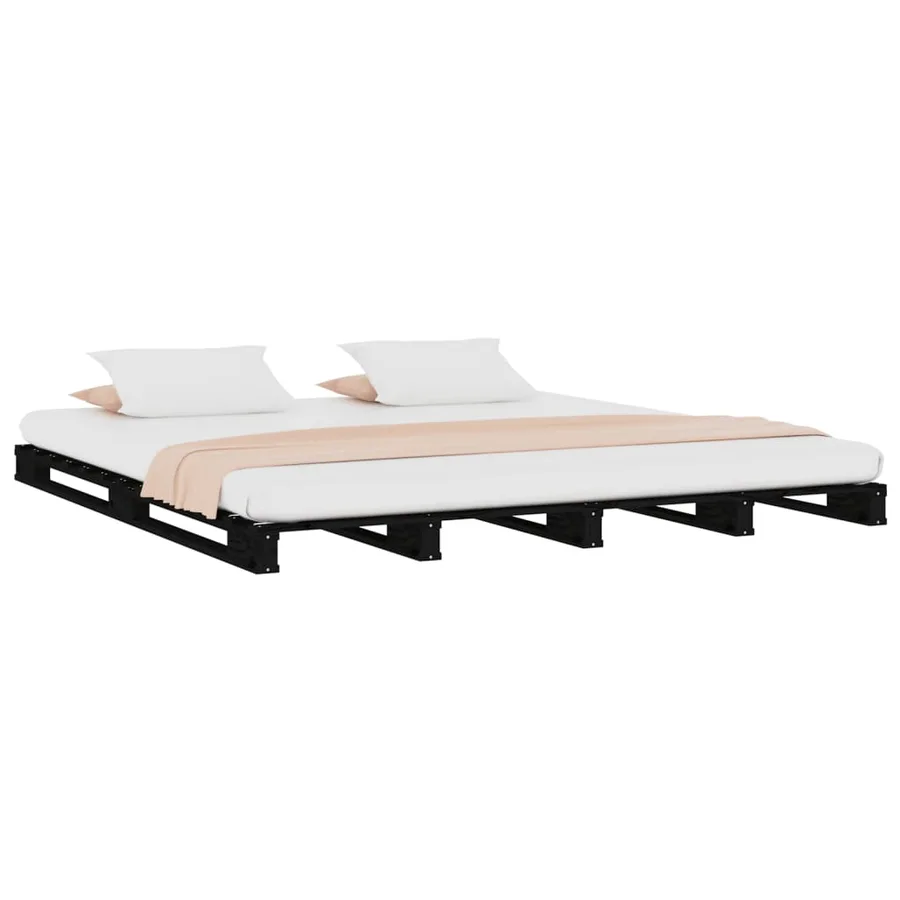 Lit de palette sans matelas noir bois massif - 3