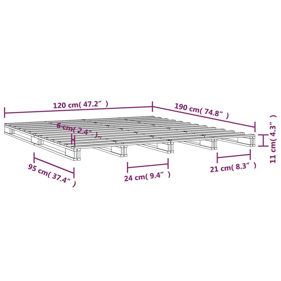 Lit de palette sans matelas noir bois massif - 8