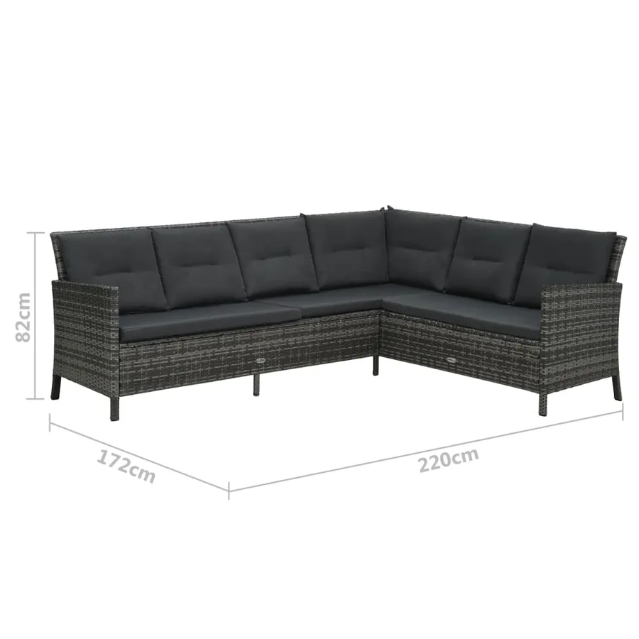Salon de jardin 3 pcs avec coussins Résine tressée Gris - 10