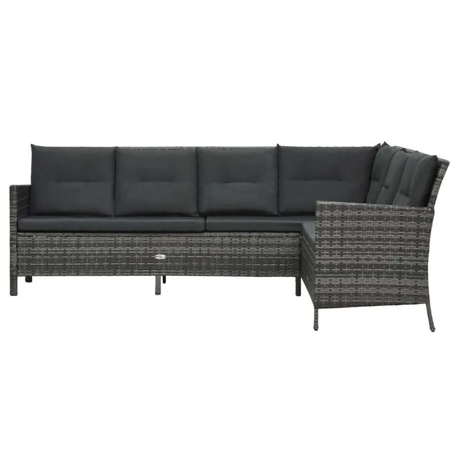 Salon de jardin 3 pcs avec coussins Résine tressée Gris - 2