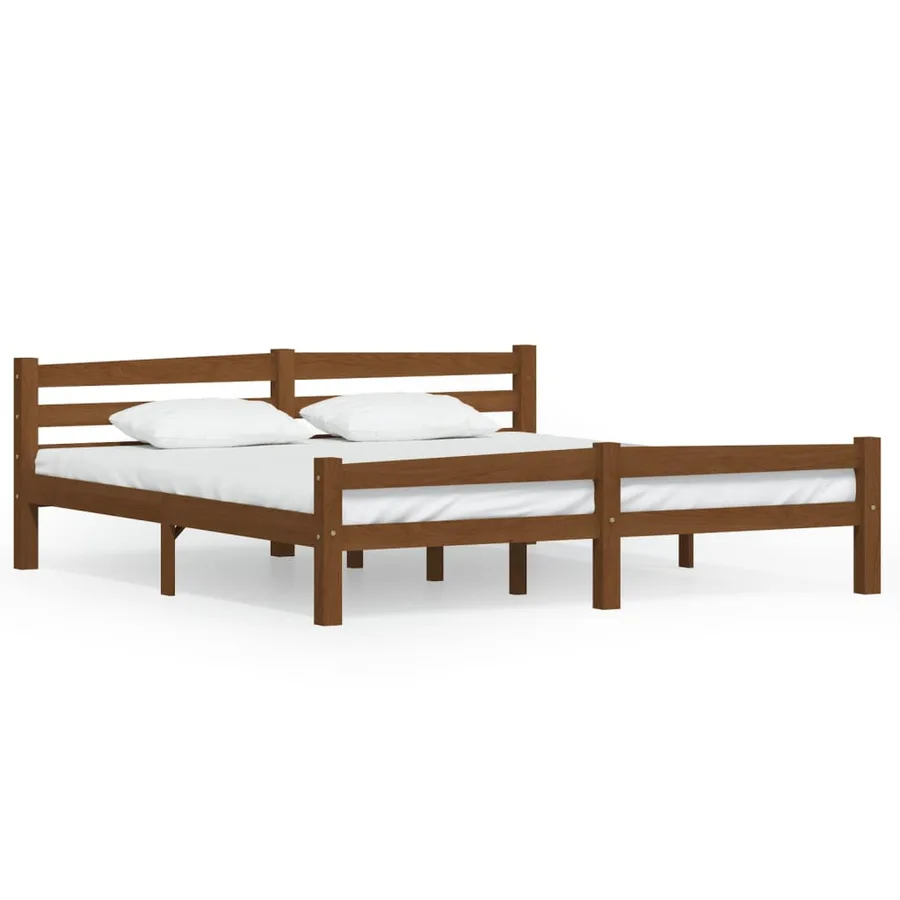 Cadre de lit sans matelas marron miel bois massif pin 180x200cm - 2