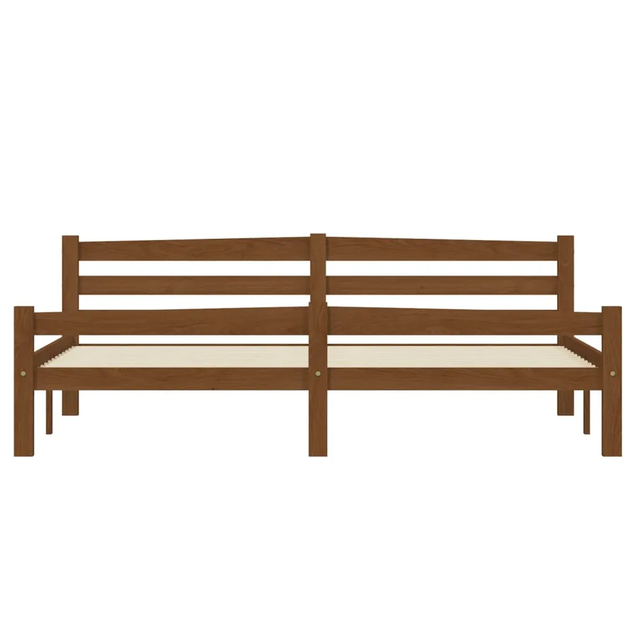 Cadre de lit sans matelas marron miel bois massif pin 180x200cm - 4