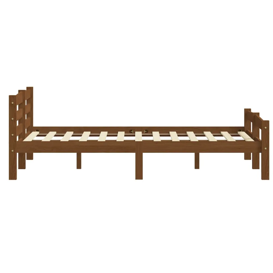 Cadre de lit sans matelas marron miel bois massif pin 180x200cm - 5