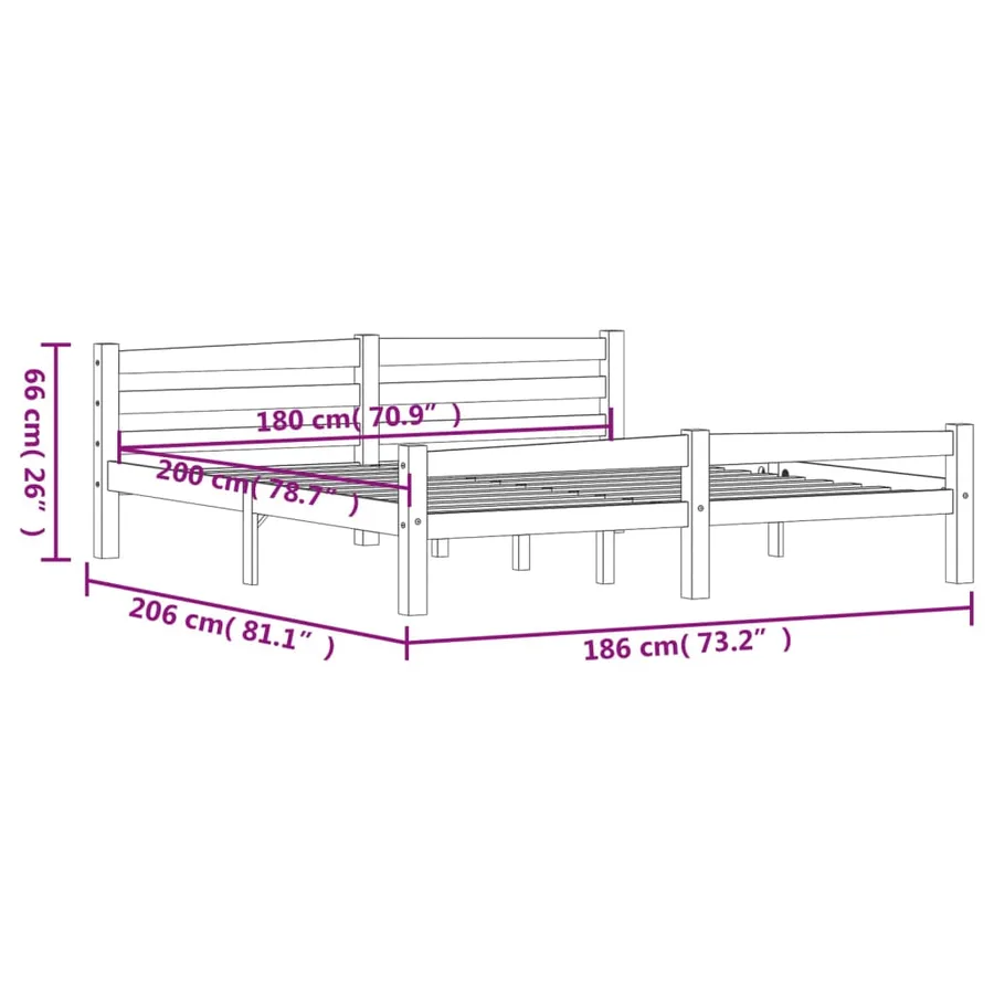 Cadre de lit sans matelas marron miel bois massif pin 180x200cm - 7