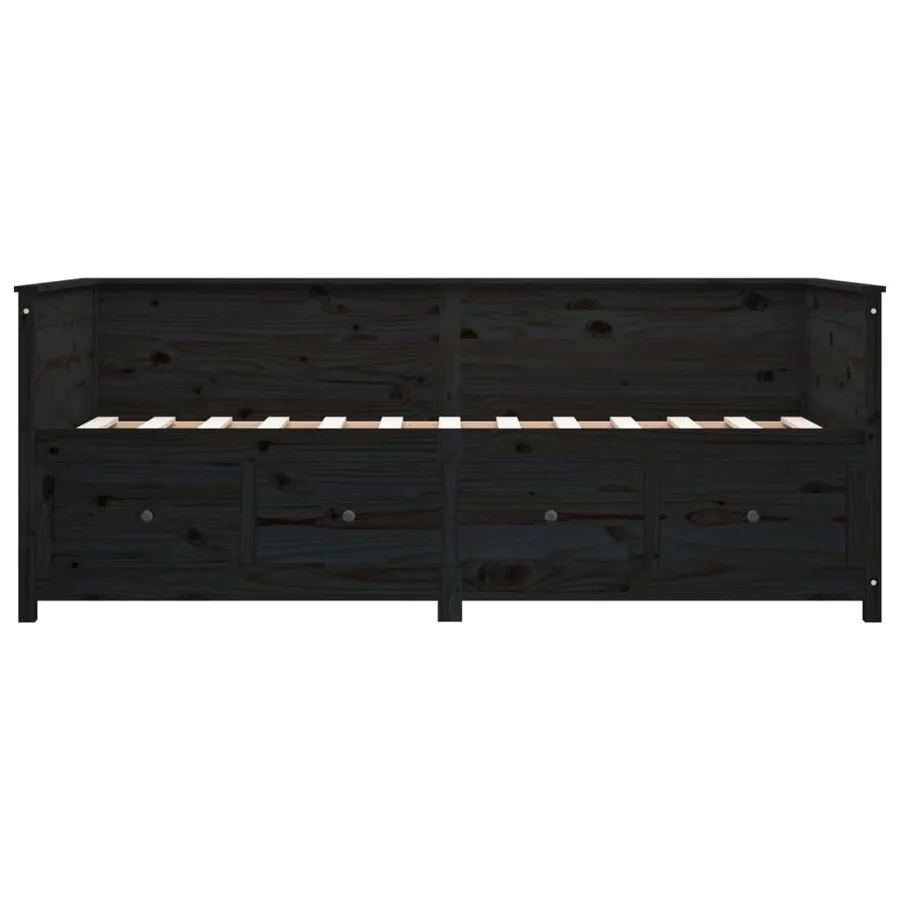 Lit de jour sans matelas noir 90x200 cm bois de pin massif - 10