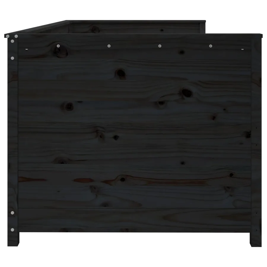 Lit de jour sans matelas noir 90x200 cm bois de pin massif - 11