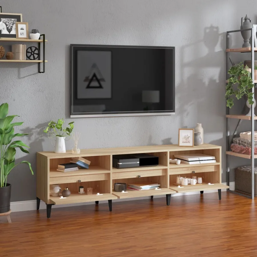 Meuble TV chêne sonoma 150x30x44,5 cm bois d'ingénierie - 3