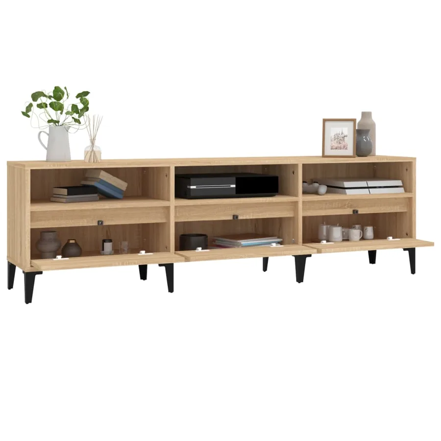Meuble TV chêne sonoma 150x30x44,5 cm bois d'ingénierie - 5