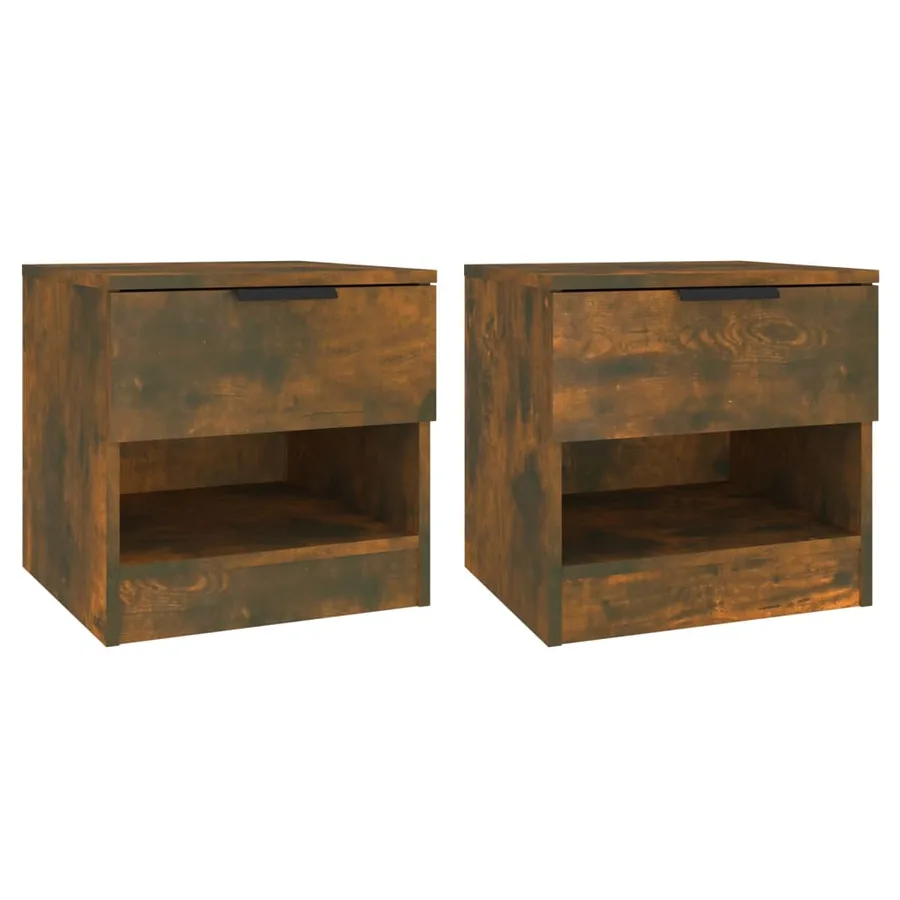 Tables de chevet 2 pcs Chêne fumé Bois d'ingénierie - 2