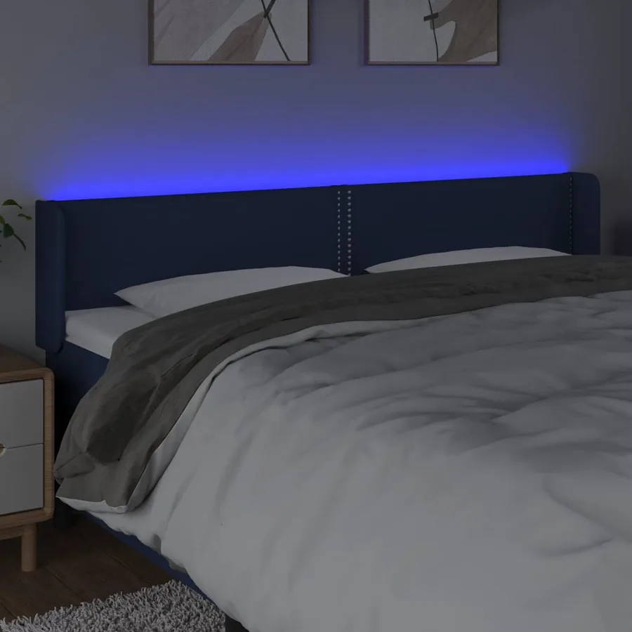 Tête de lit à LED Bleu 203x16x78/88 cm Tissu - 4