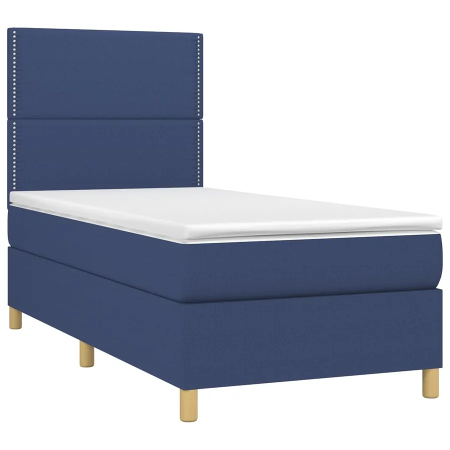 Sommier à lattes de lit avec matelas Bleu 100x200 cm Tissu - 3