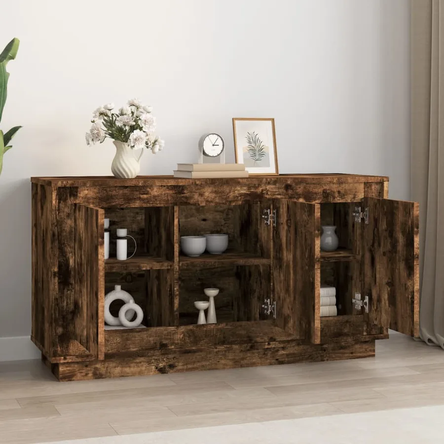 Buffet chêne fumé 102x35x55 cm bois d'ingénierie - 3
