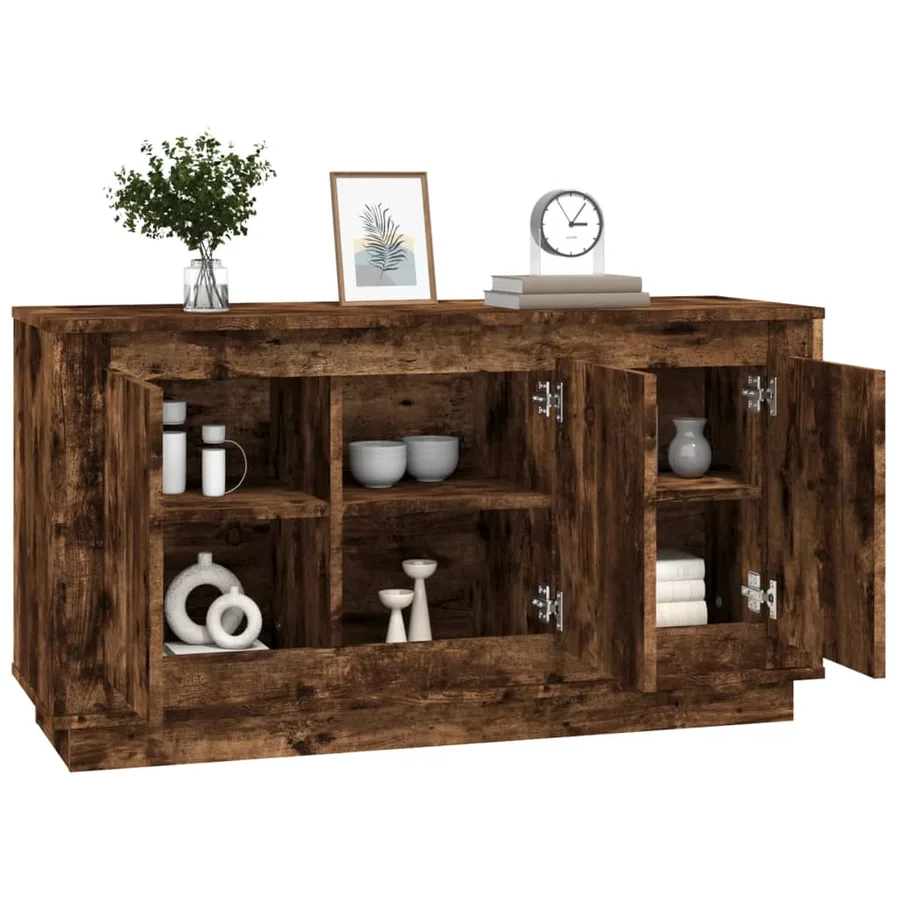 Buffet chêne fumé 102x35x55 cm bois d'ingénierie - 4