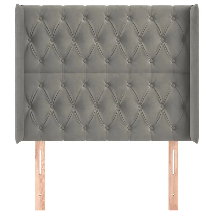 Tête de lit avec oreilles Gris clair 93x16x118/128 cm Velours - 3